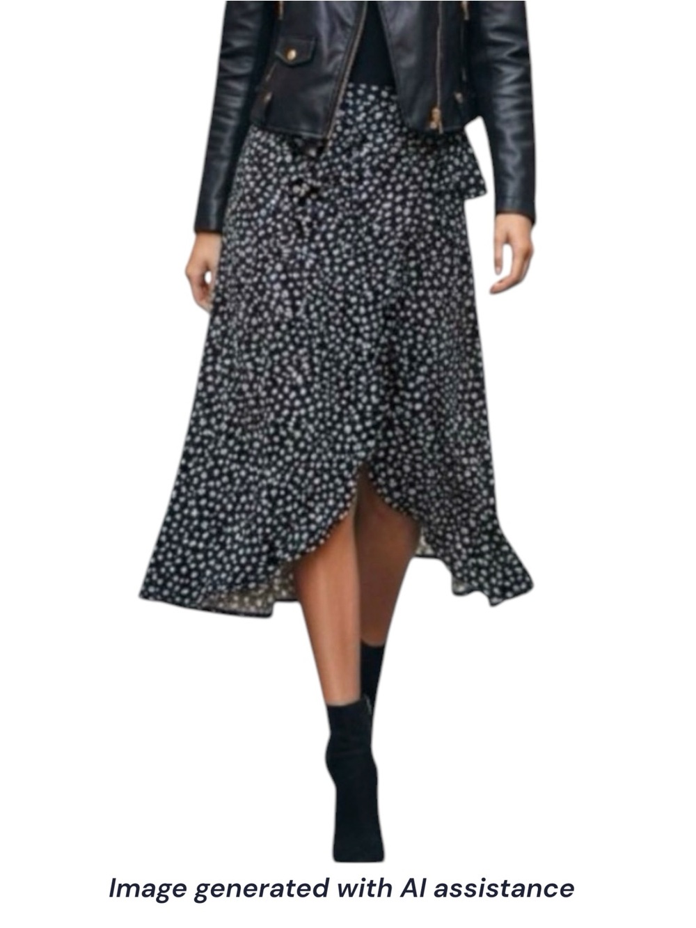 NWT SO XXL black ditsy floral wrap midi skirt